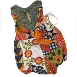 Colorful Patchwork Romper. Handmade. Excellent Condition. Size 2/3